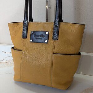 Tignanello yellow shoulder bag in mustard yellow.